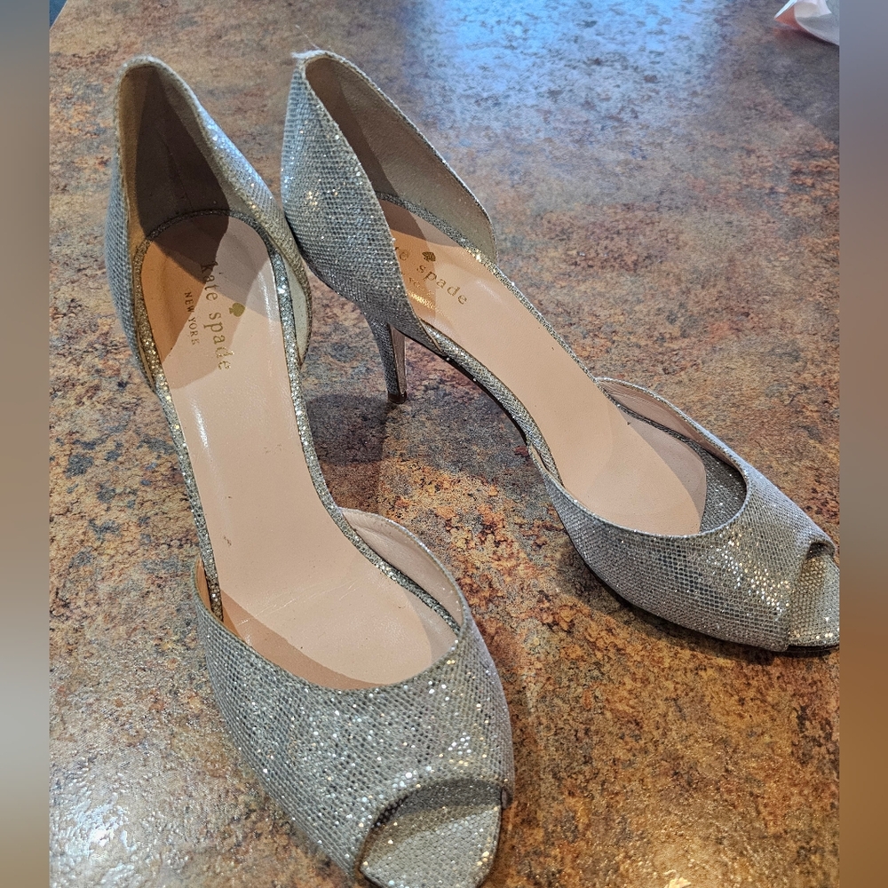 Kate Spade Silver Glitter Heels for Special Occasions